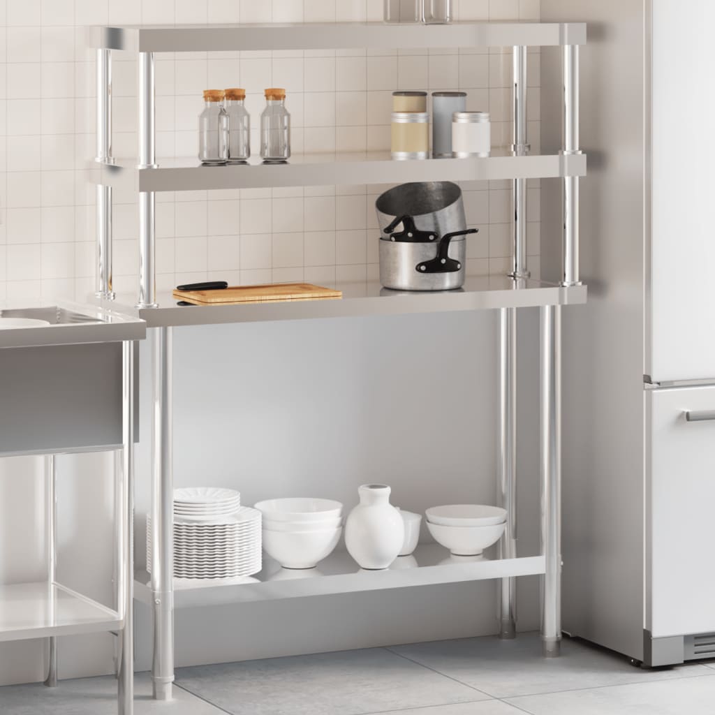 Keukenwerktafel Met Bovenschap 110X30X150 Cm Roestvrij Staal
