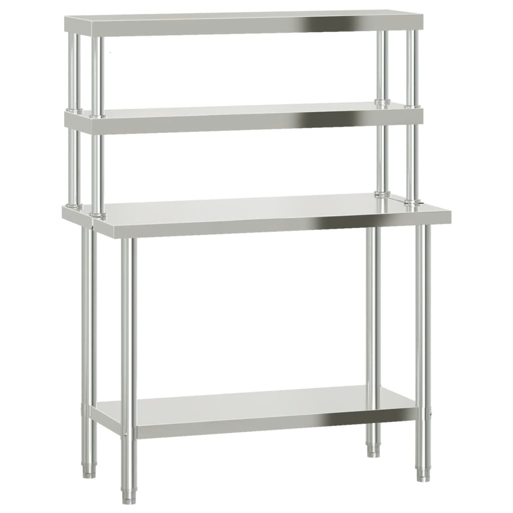 Keukenwerktafel Met Bovenschap 110X55X150 Cm Roestvrij Staal