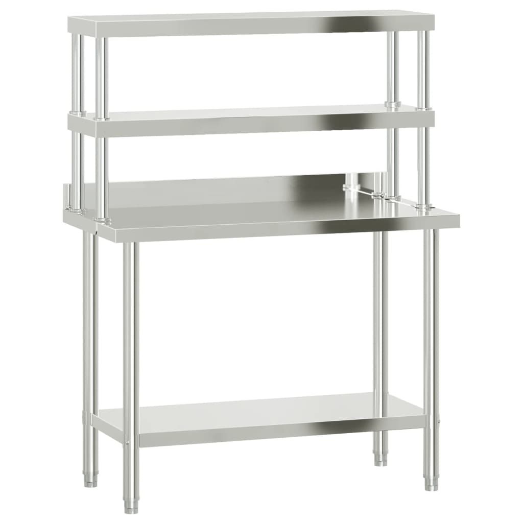 Keukenwerktafel met bovenschap 110x55x150 cm roestvrij staal