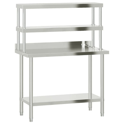 Keukenwerktafel met bovenschap 110x55x150 cm roestvrij staal