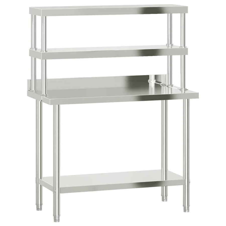 Keukenwerktafel met bovenschap 110x55x150 cm roestvrij staal