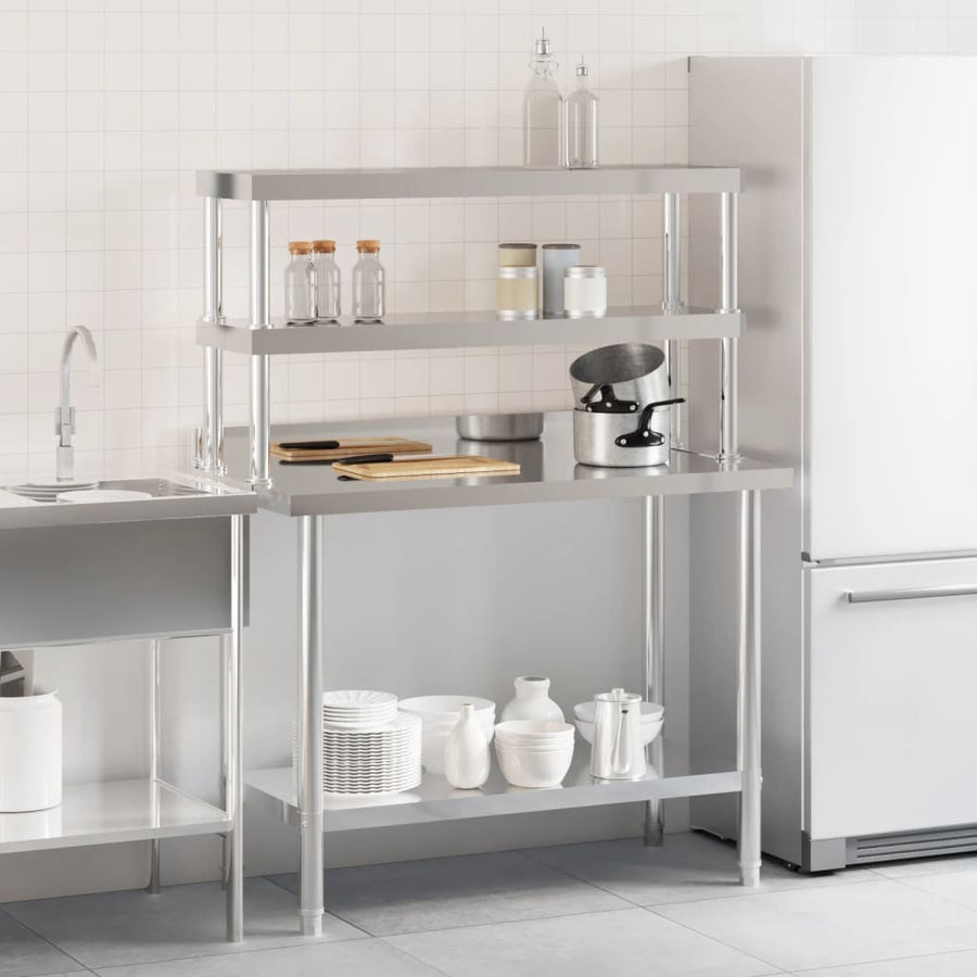 Keukenwerktafel met bovenschap 110x55x150 cm roestvrij staal