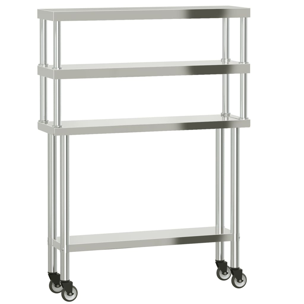 Keukenwerktafel met bovenschap 110x30x150 cm roestvrij staal