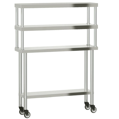 Keukenwerktafel met bovenschap 110x30x150 cm roestvrij staal