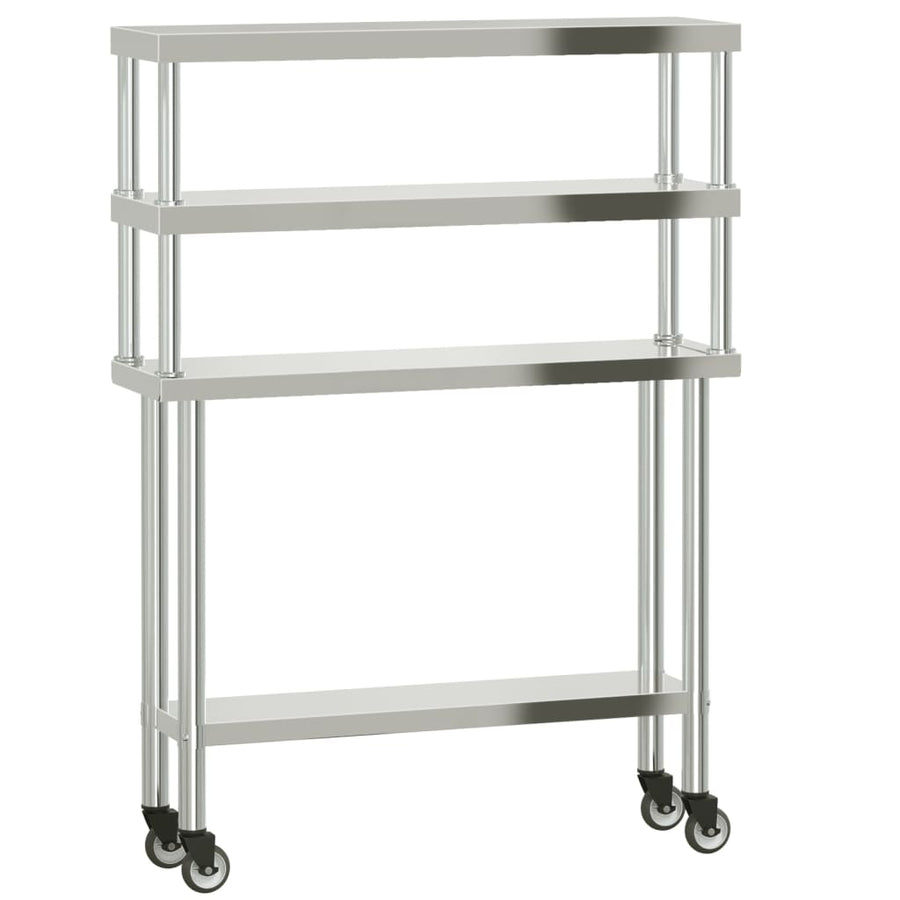 Keukenwerktafel met bovenschap 110x30x150 cm roestvrij staal