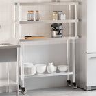 Keukenwerktafel 110x30x150 cm roestvrij staal met bovenschap