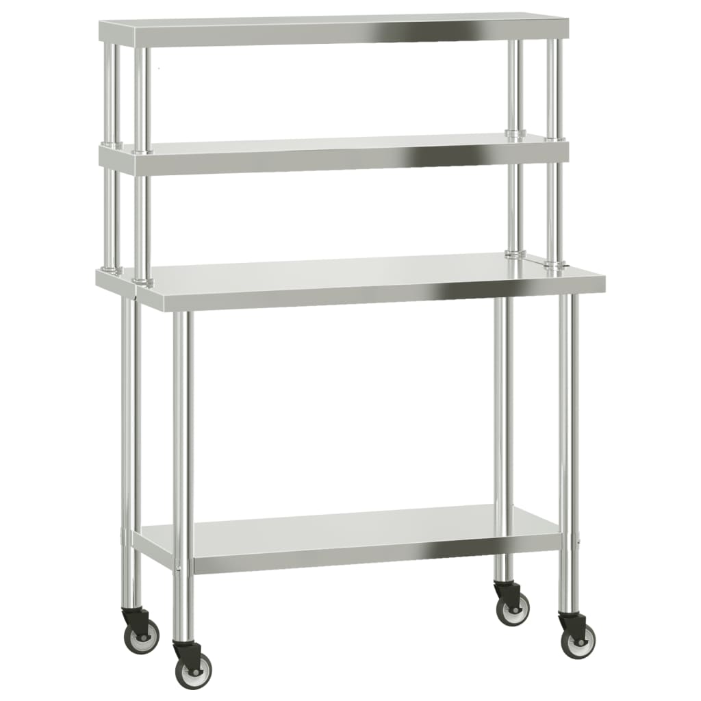 Keukenwerktafel met bovenschap 110x55x150 cm roestvrij staal