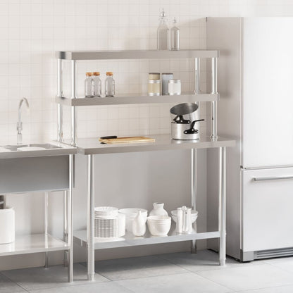 Keukenwerktafel met bovenschap 110x55x150 cm roestvrij staal