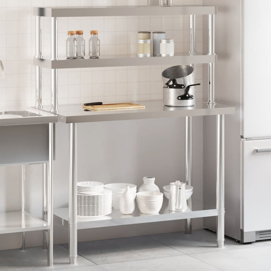Keukenwerktafel met bovenschap 110x55x150 cm roestvrij staal