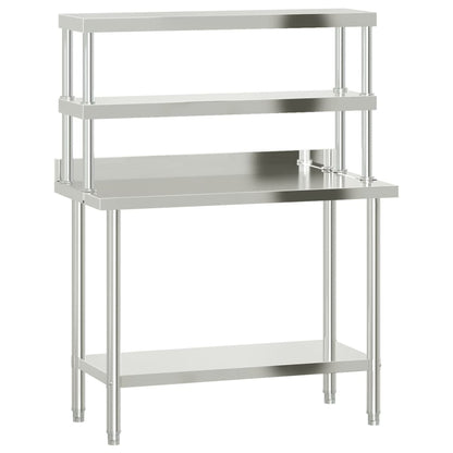 Keukenwerktafel Met Bovenschap 110X55X150 Cm Roestvrij Staal