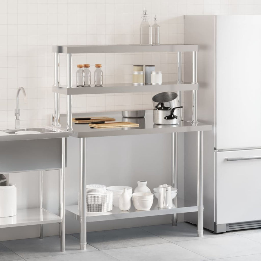 Keukenwerktafel Met Bovenschap 110X55X150 Cm Roestvrij Staal