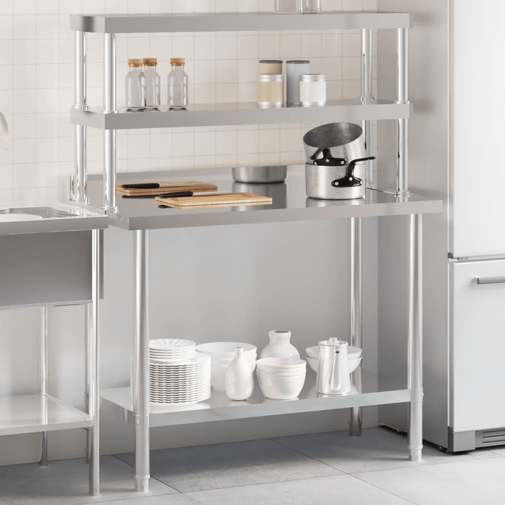 Keukenwerktafel Met Bovenschap 110X55X150 Cm Roestvrij Staal