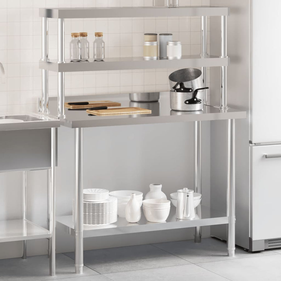 Keukenwerktafel Met Bovenschap 110X55X150 Cm Roestvrij Staal