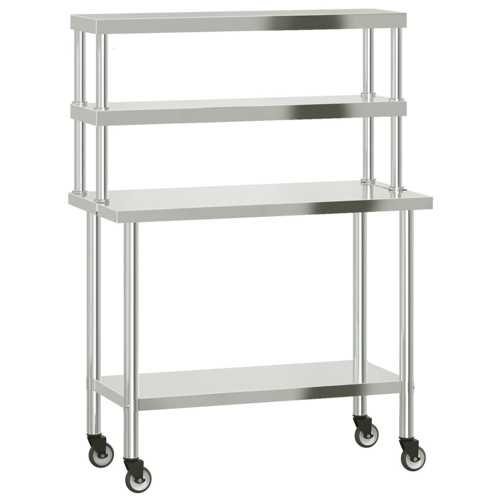 Keukenwerktafel Met Bovenschap 110X55X150 Cm Roestvrij Staal