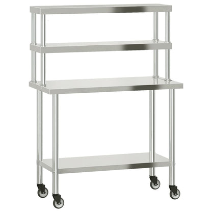 Keukenwerktafel Met Bovenschap 110X55X150 Cm Roestvrij Staal