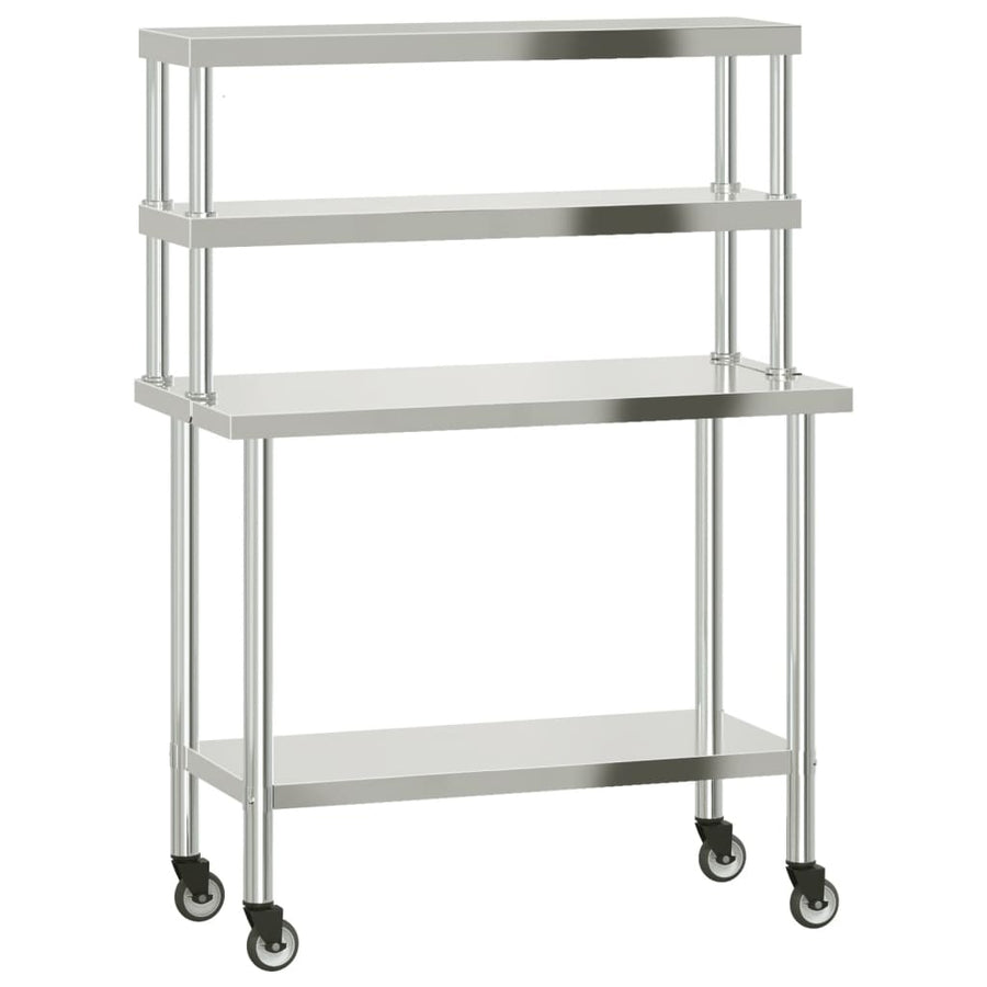 Keukenwerktafel Met Bovenschap 110X55X150 Cm Roestvrij Staal