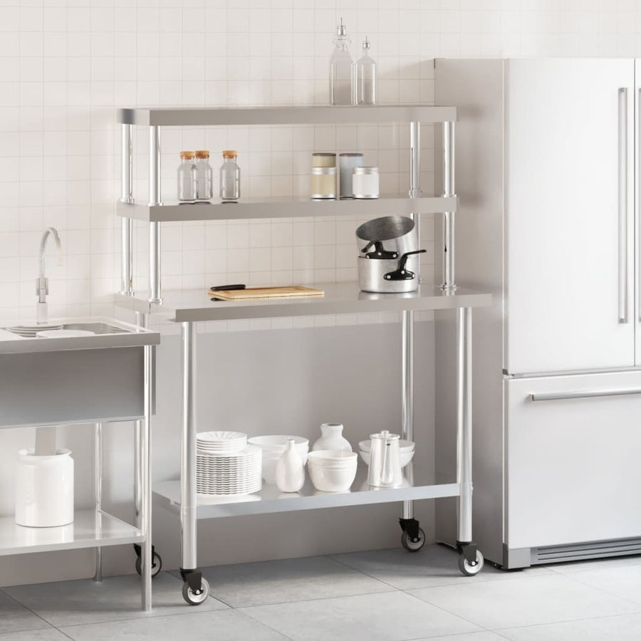 Keukenwerktafel Met Bovenschap 110X55X150 Cm Roestvrij Staal