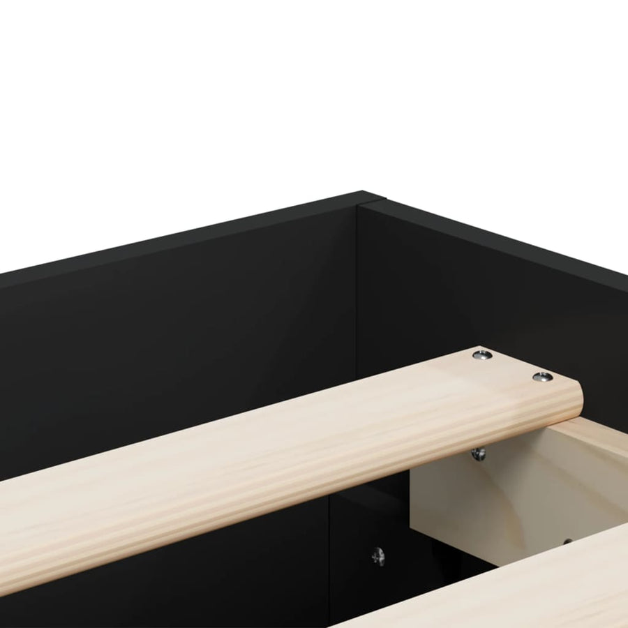 Bedframe met lades bewerkt hout zwart 200x200 cm