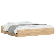 Bedframe met lades bewerkt hout sonoma eikenkleurig 200x200 cm
