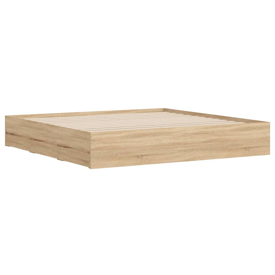 Bedframe met lades bewerkt hout sonoma eikenkleurig 200x200 cm