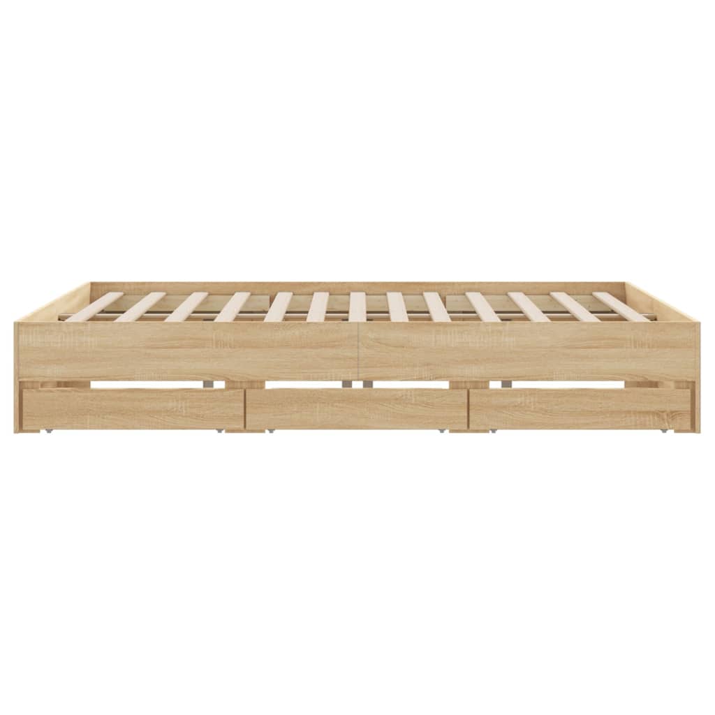Bedframe met lades bewerkt hout sonoma eikenkleurig 200x200 cm