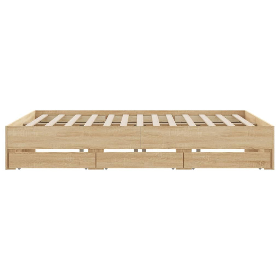 Bedframe met lades bewerkt hout sonoma eikenkleurig 200x200 cm