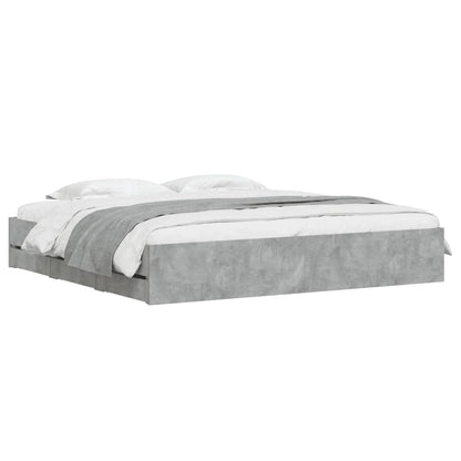 Bedframe met lades bewerkt hout betongrijs 200x200 cm