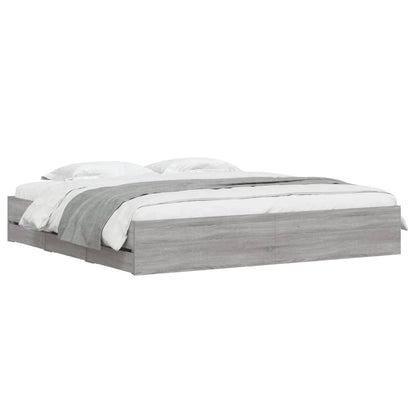 Bedframe met lades bewerkt hout grijs sonoma eiken 200x200 cm