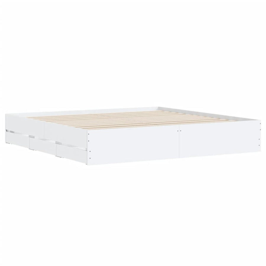 Bedframe met lades bewerkt hout wit 180x200 cm