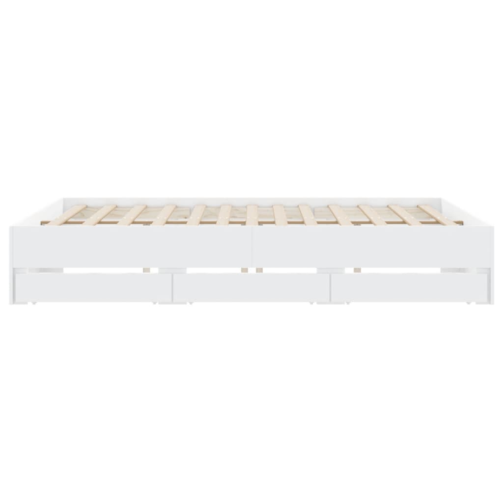 Bedframe met lades bewerkt hout wit 180x200 cm