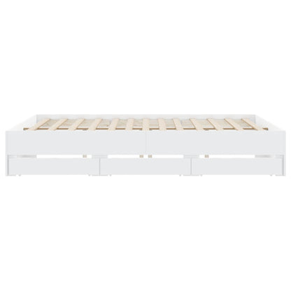 Bedframe met lades bewerkt hout wit 180x200 cm