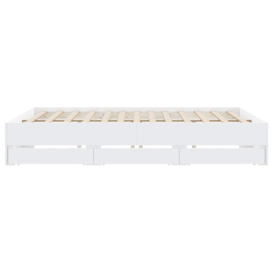 Bedframe met lades bewerkt hout wit 180x200 cm