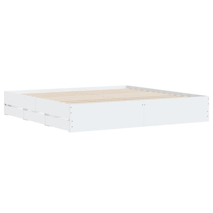 Bedframe met lades bewerkt hout wit 180x200 cm