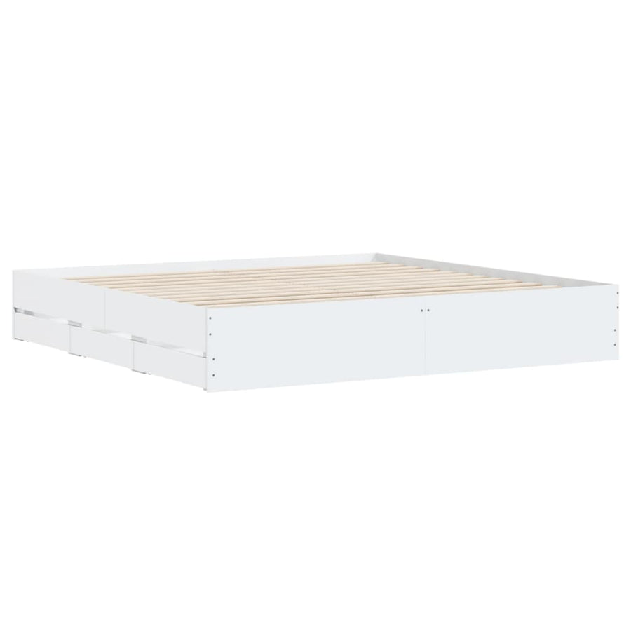 Bedframe met lades bewerkt hout wit 180x200 cm