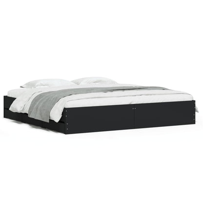 Bedframe met lades bewerkt hout zwart 180x200 cm