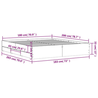Bedframe met lades bewerkt hout zwart 180x200 cm