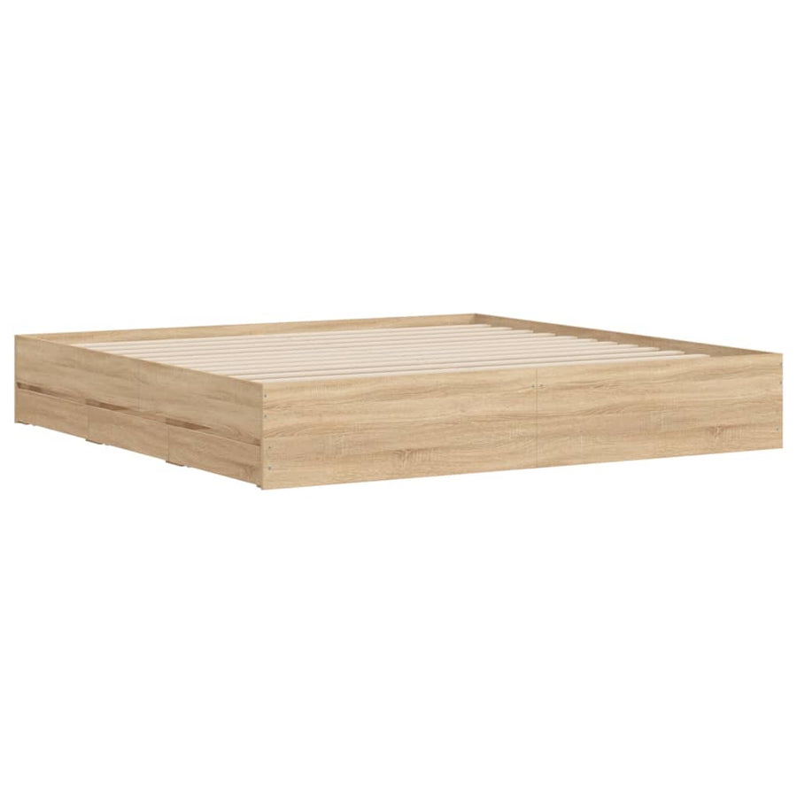 Bedframe met lades bewerkt hout sonoma eikenkleurig 180x200 cm