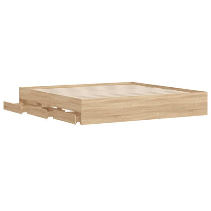 Bedframe met lades bewerkt hout sonoma eikenkleurig 180x200 cm