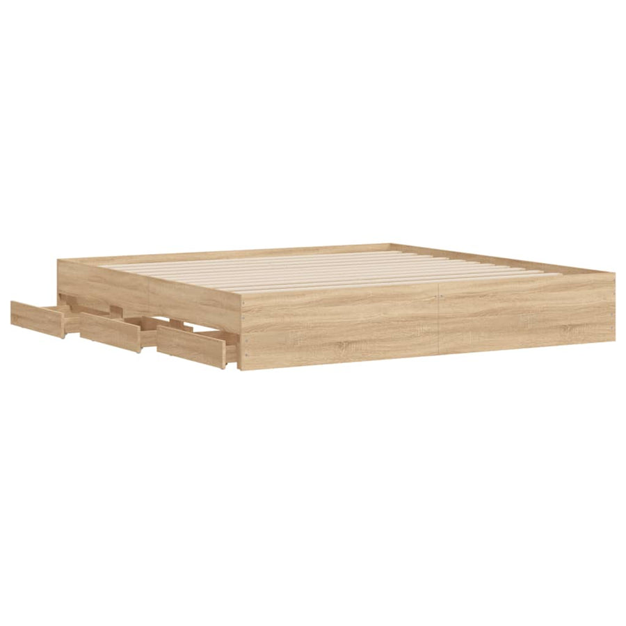 Bedframe met lades bewerkt hout sonoma eikenkleurig 180x200 cm