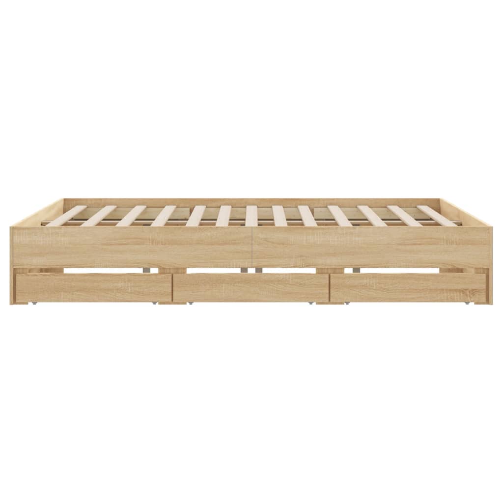 Bedframe met lades bewerkt hout sonoma eikenkleurig 180x200 cm