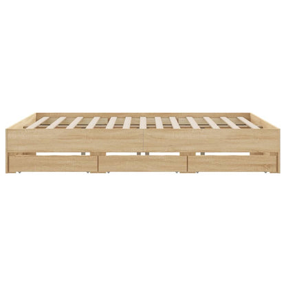Bedframe met lades bewerkt hout sonoma eikenkleurig 180x200 cm