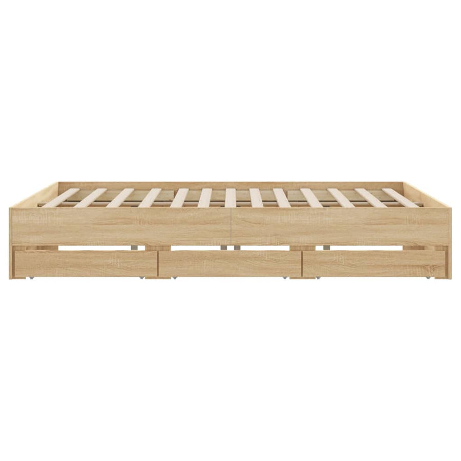 Bedframe met lades bewerkt hout sonoma eikenkleurig 180x200 cm