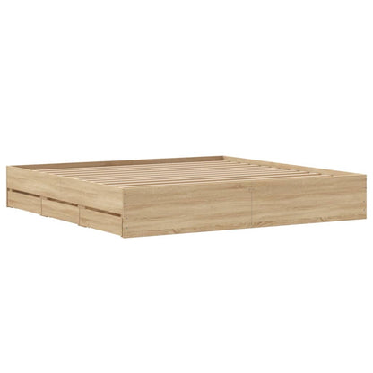 Bedframe met lades bewerkt hout sonoma eikenkleurig 180x200 cm