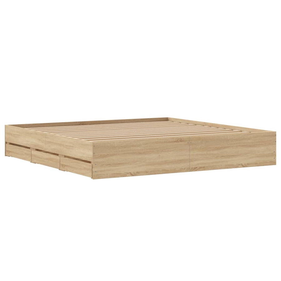 Bedframe met lades bewerkt hout sonoma eikenkleurig 180x200 cm