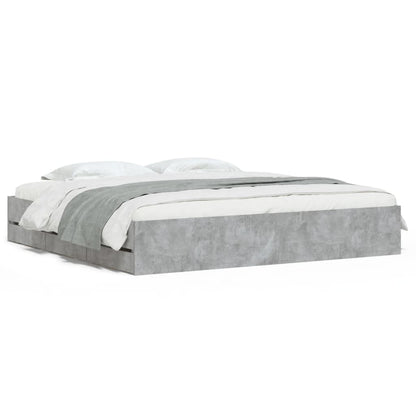 Bedframe met lades bewerkt hout betongrijs 180x200 cm