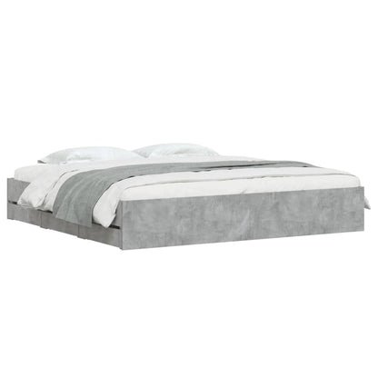 Bedframe met lades bewerkt hout betongrijs 180x200 cm