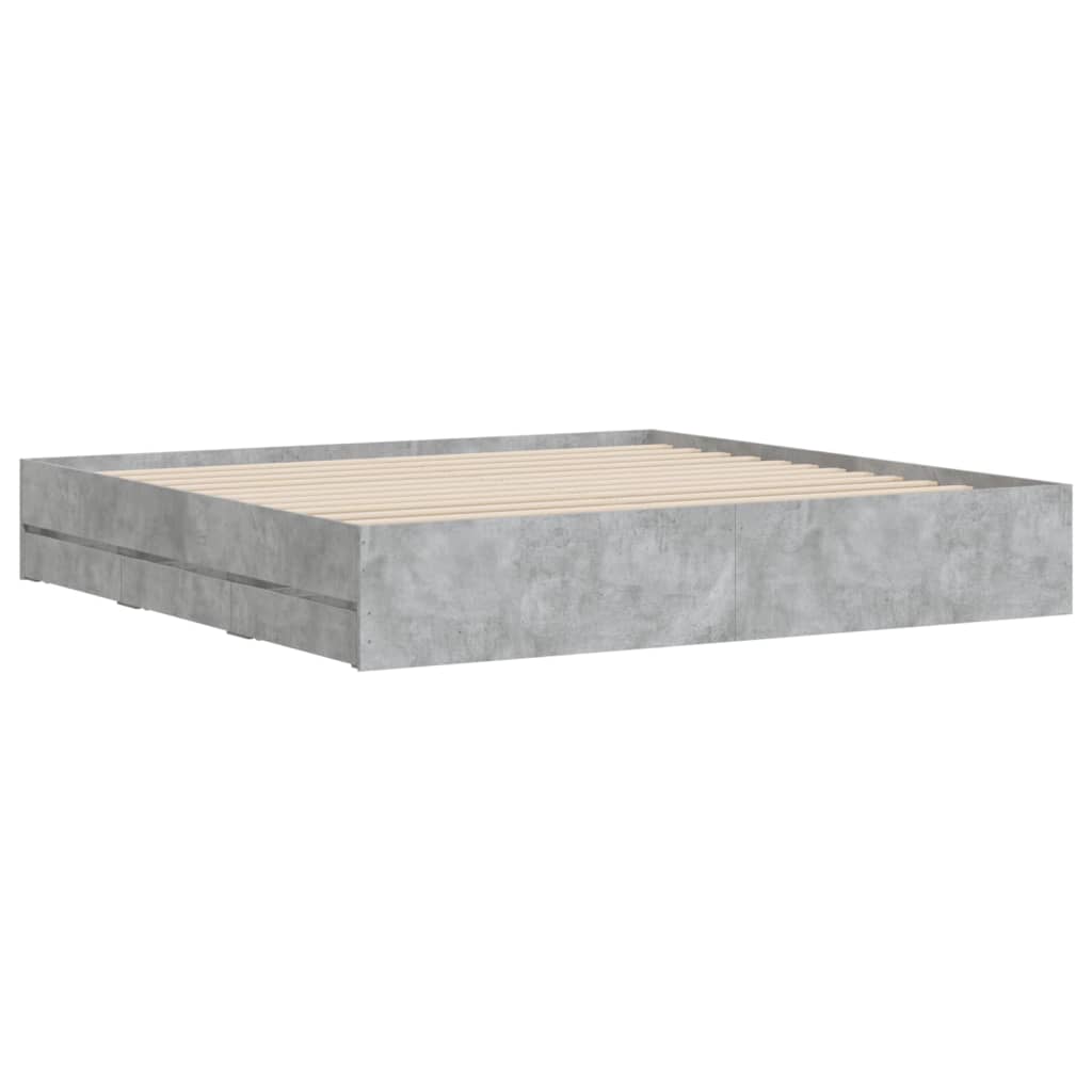 Bedframe met lades bewerkt hout betongrijs 180x200 cm
