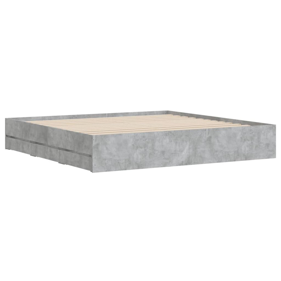Bedframe met lades bewerkt hout betongrijs 180x200 cm