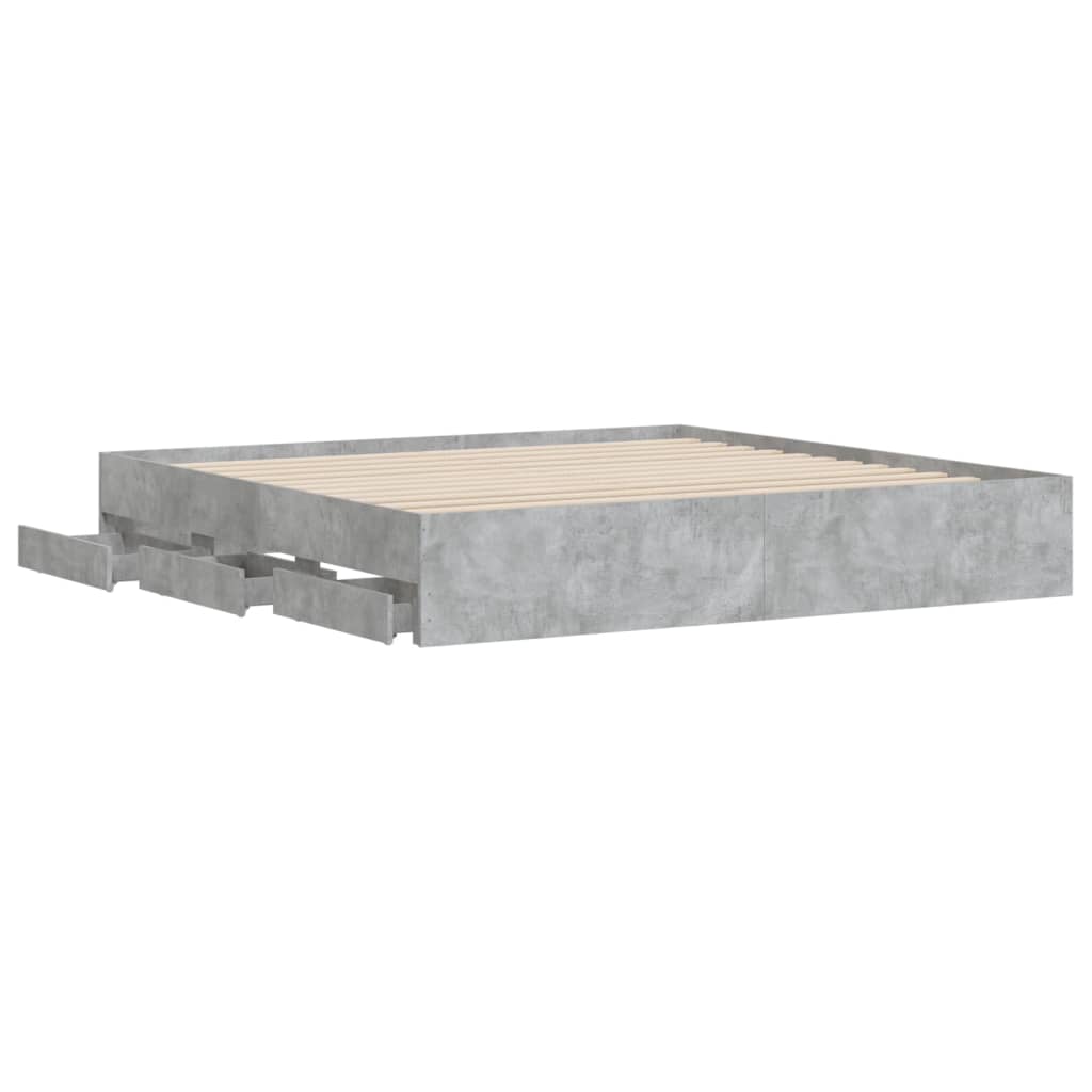 Bedframe met lades bewerkt hout betongrijs 180x200 cm