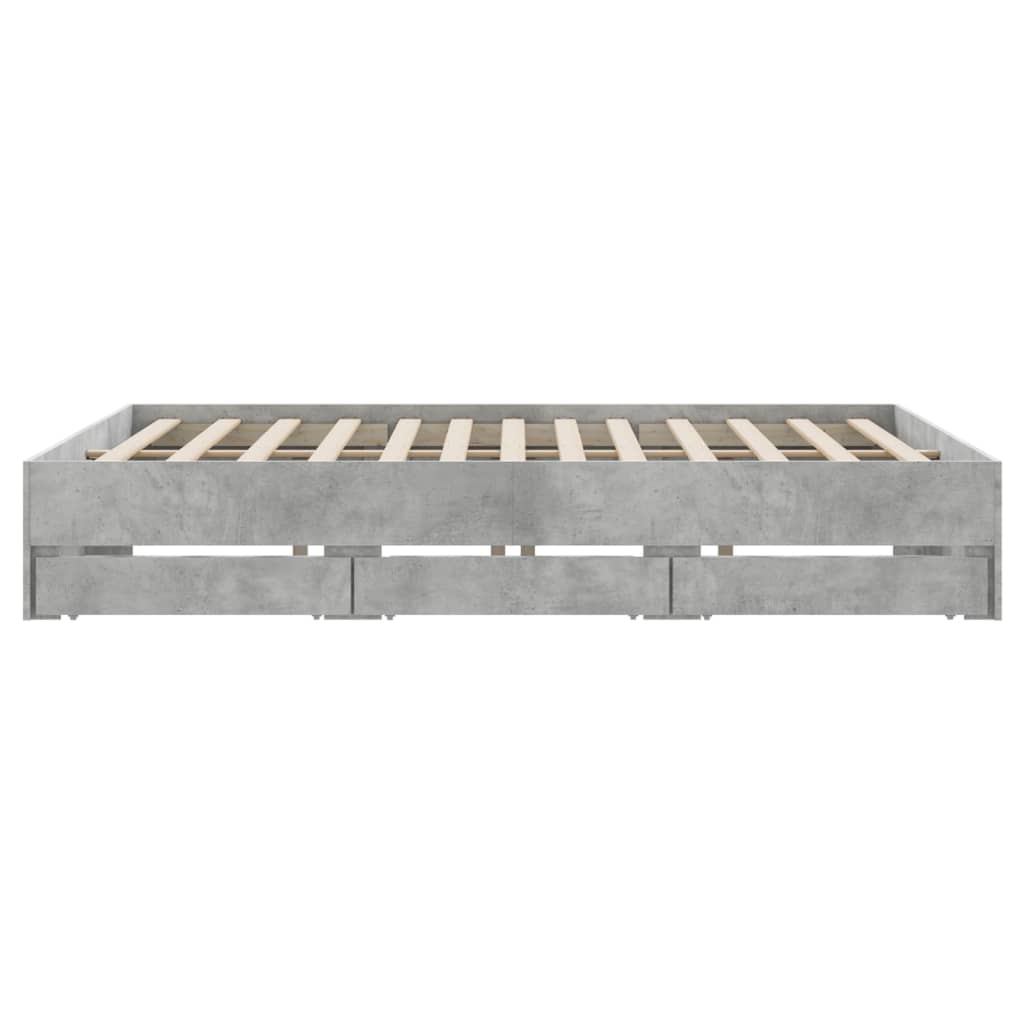 Bedframe met lades bewerkt hout betongrijs 180x200 cm